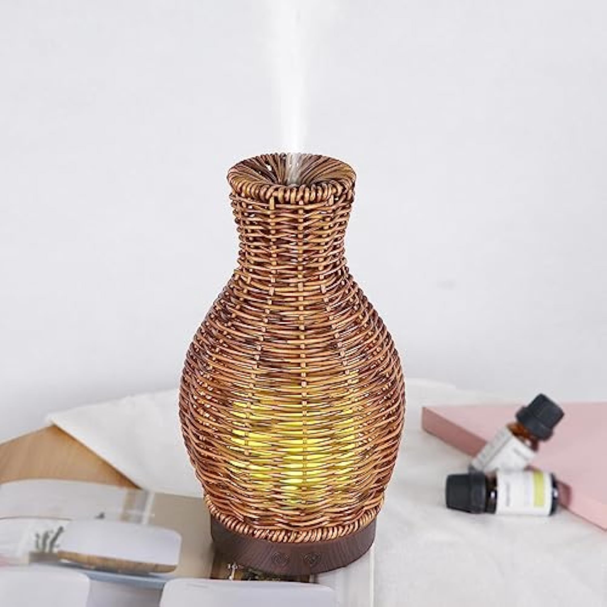 Rattan Woven Essential Diffuser with Night Light